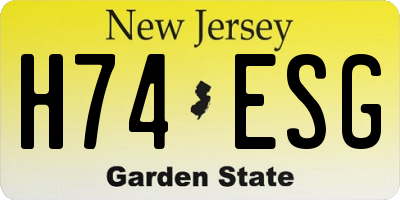 NJ license plate H74ESG