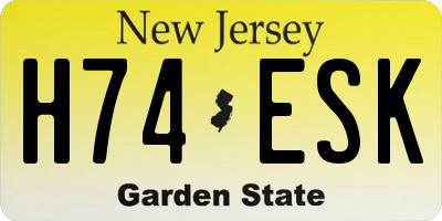 NJ license plate H74ESK