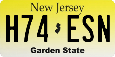NJ license plate H74ESN
