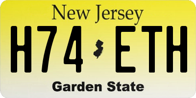 NJ license plate H74ETH