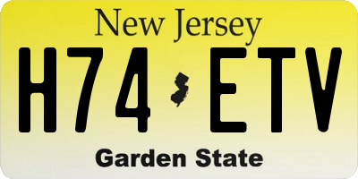 NJ license plate H74ETV