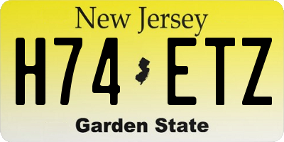 NJ license plate H74ETZ