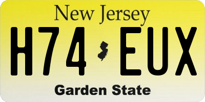 NJ license plate H74EUX