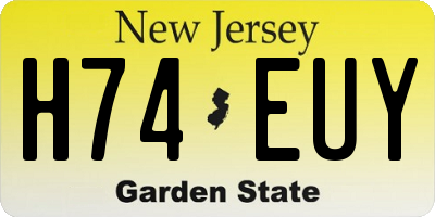 NJ license plate H74EUY