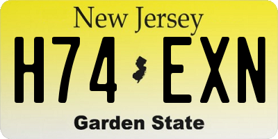 NJ license plate H74EXN