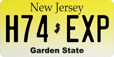 NJ license plate H74EXP
