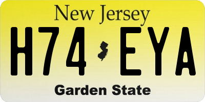 NJ license plate H74EYA