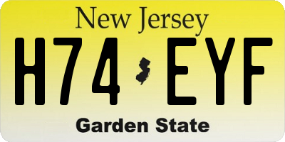 NJ license plate H74EYF