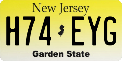 NJ license plate H74EYG