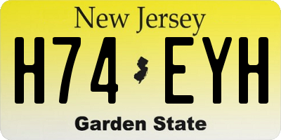 NJ license plate H74EYH