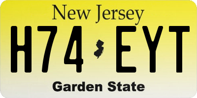 NJ license plate H74EYT