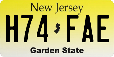 NJ license plate H74FAE