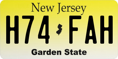 NJ license plate H74FAH