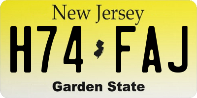 NJ license plate H74FAJ
