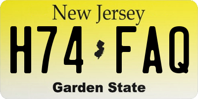 NJ license plate H74FAQ