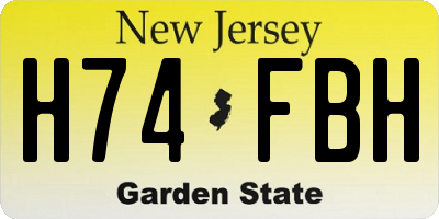 NJ license plate H74FBH