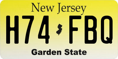 NJ license plate H74FBQ