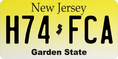 NJ license plate H74FCA