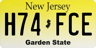 NJ license plate H74FCE