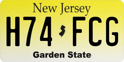 NJ license plate H74FCG