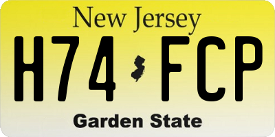 NJ license plate H74FCP