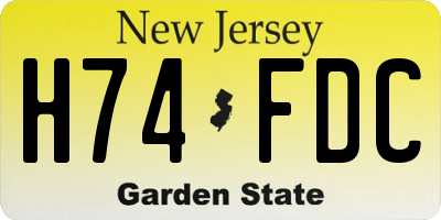 NJ license plate H74FDC