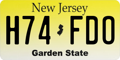 NJ license plate H74FDO