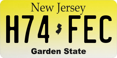 NJ license plate H74FEC