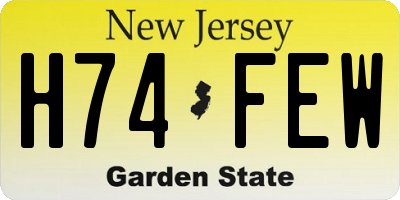 NJ license plate H74FEW