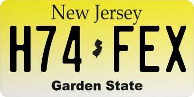 NJ license plate H74FEX