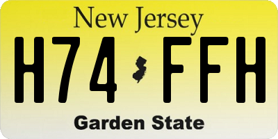 NJ license plate H74FFH