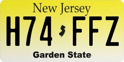 NJ license plate H74FFZ