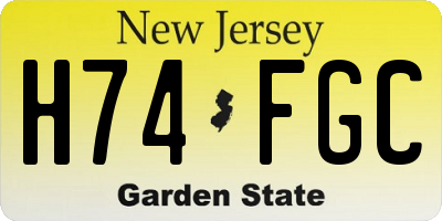 NJ license plate H74FGC