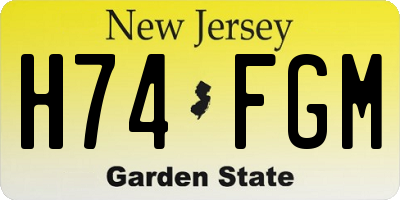 NJ license plate H74FGM