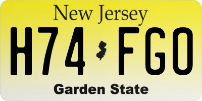 NJ license plate H74FGO