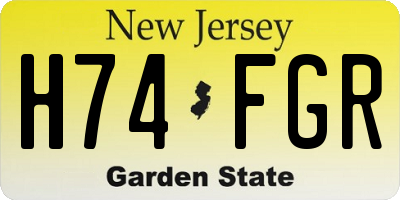 NJ license plate H74FGR