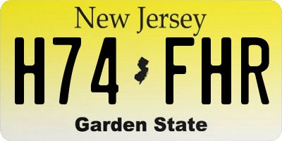 NJ license plate H74FHR