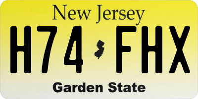 NJ license plate H74FHX