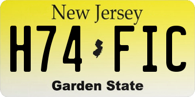 NJ license plate H74FIC