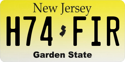 NJ license plate H74FIR