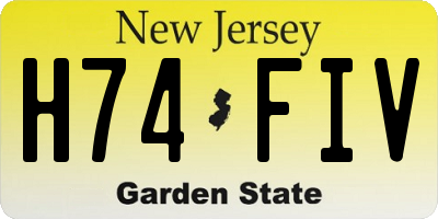 NJ license plate H74FIV