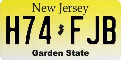 NJ license plate H74FJB