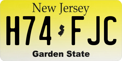 NJ license plate H74FJC