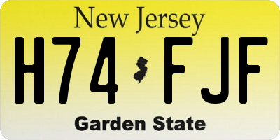 NJ license plate H74FJF