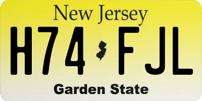 NJ license plate H74FJL