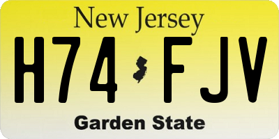 NJ license plate H74FJV