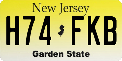 NJ license plate H74FKB