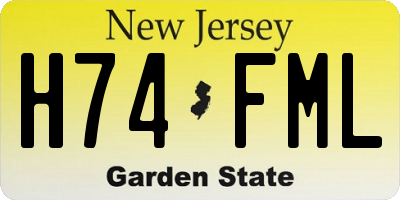 NJ license plate H74FML