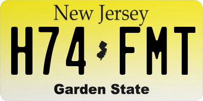 NJ license plate H74FMT