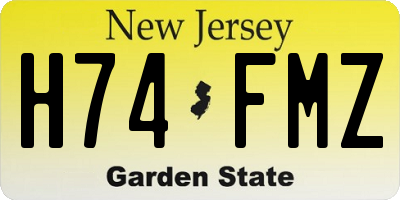 NJ license plate H74FMZ